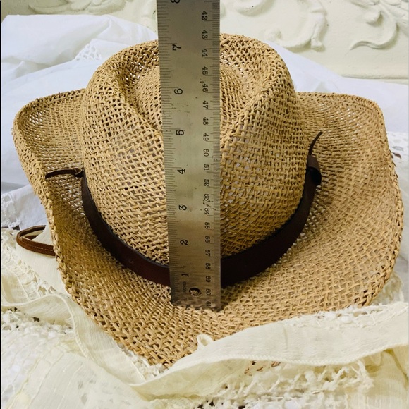 Beach ready Straw Cowboy Hat with Leather Strap